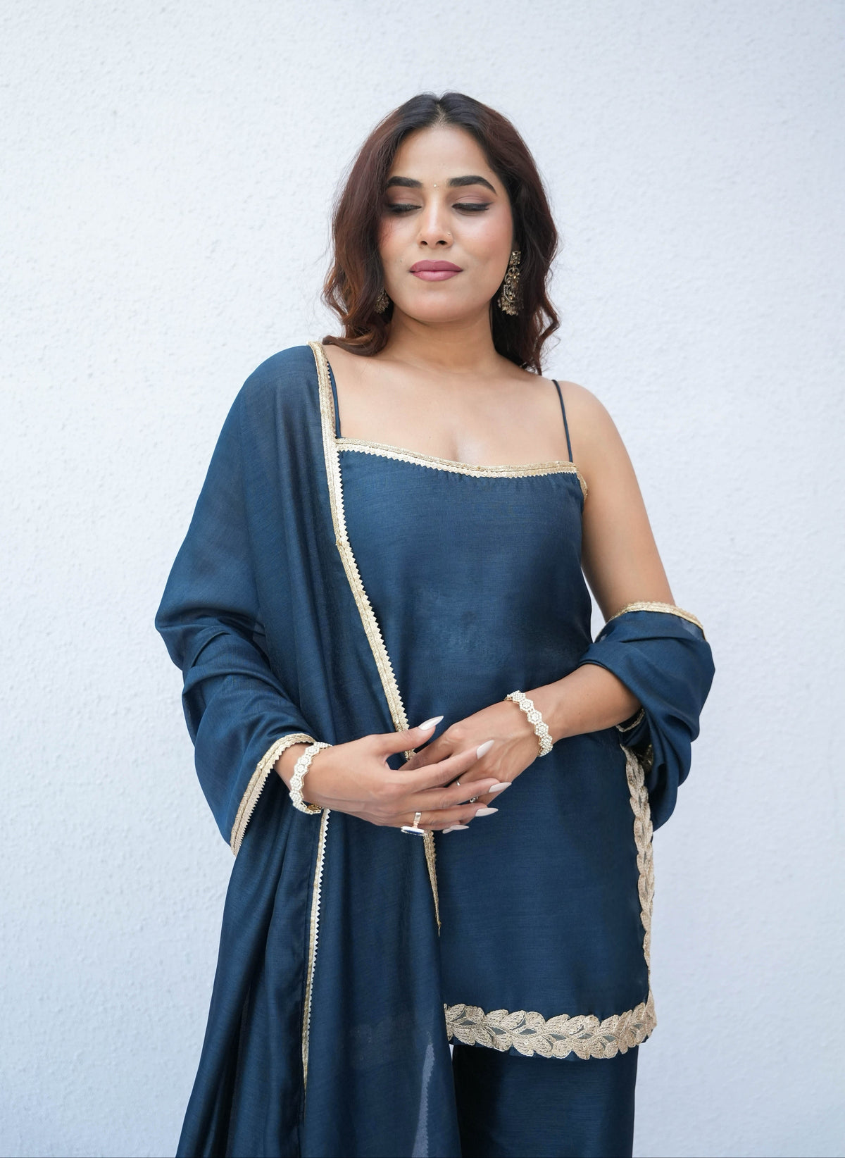 Anaya blue palazzo suit set by Togaa