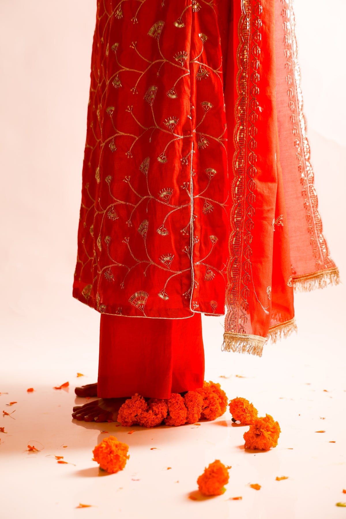 Kusum orange embroidered kurta set, photo 3