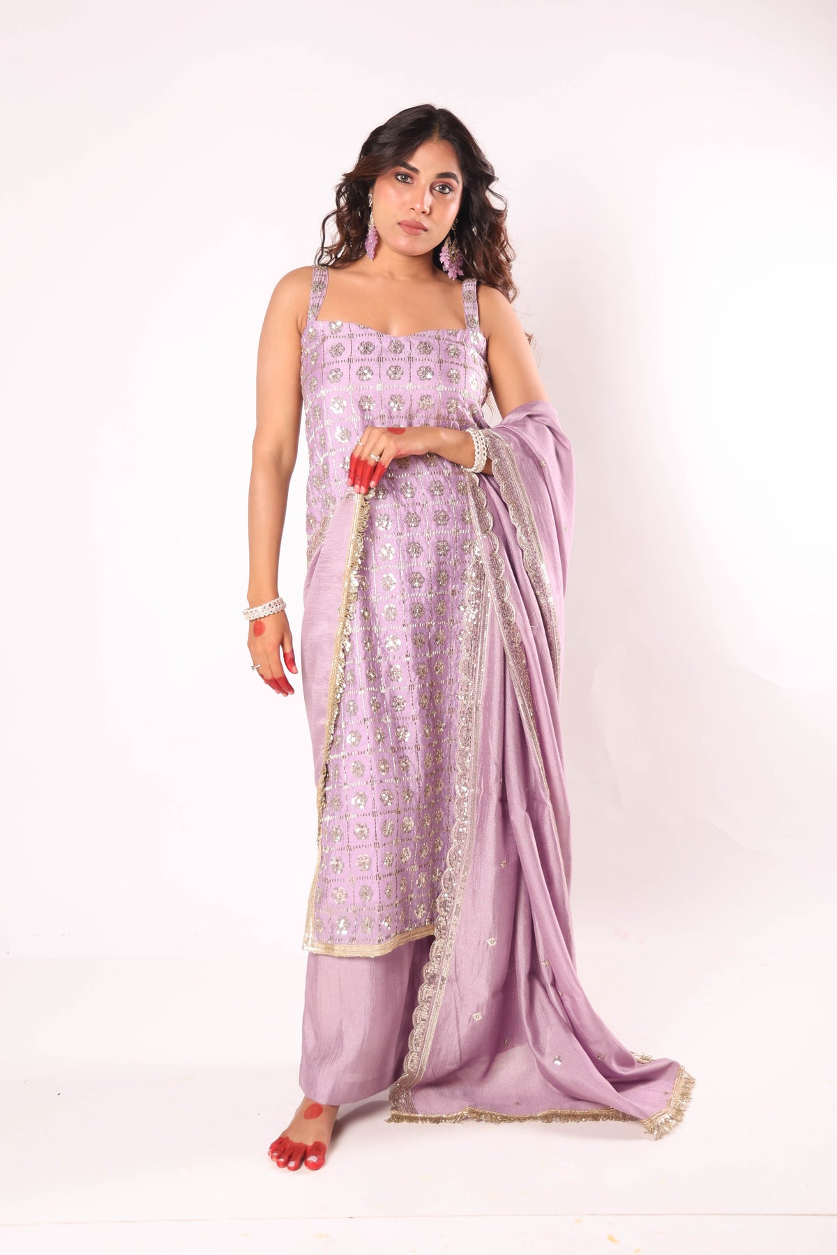 Lavanya lavender embroidered kurta set, photo 5