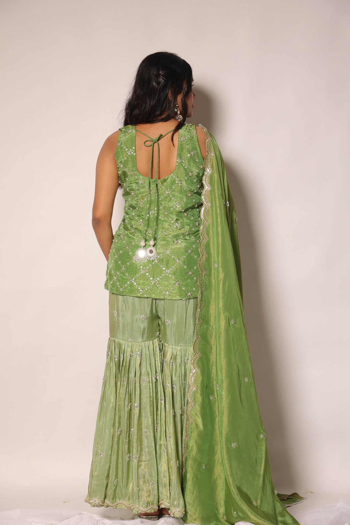 Mahi green embroidered sharara set with dupatta, photo 2