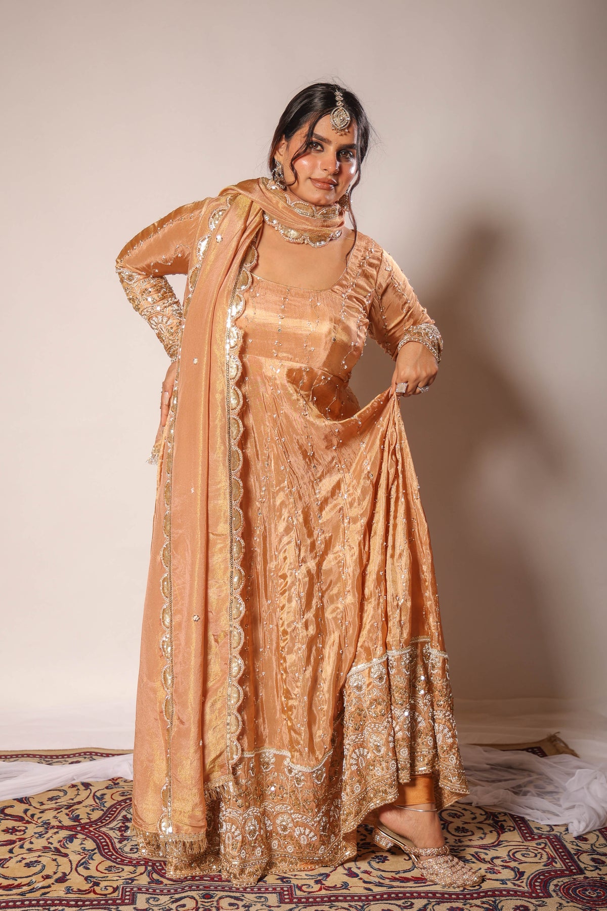 Maya golden embroidered anarkali set, photo 3
