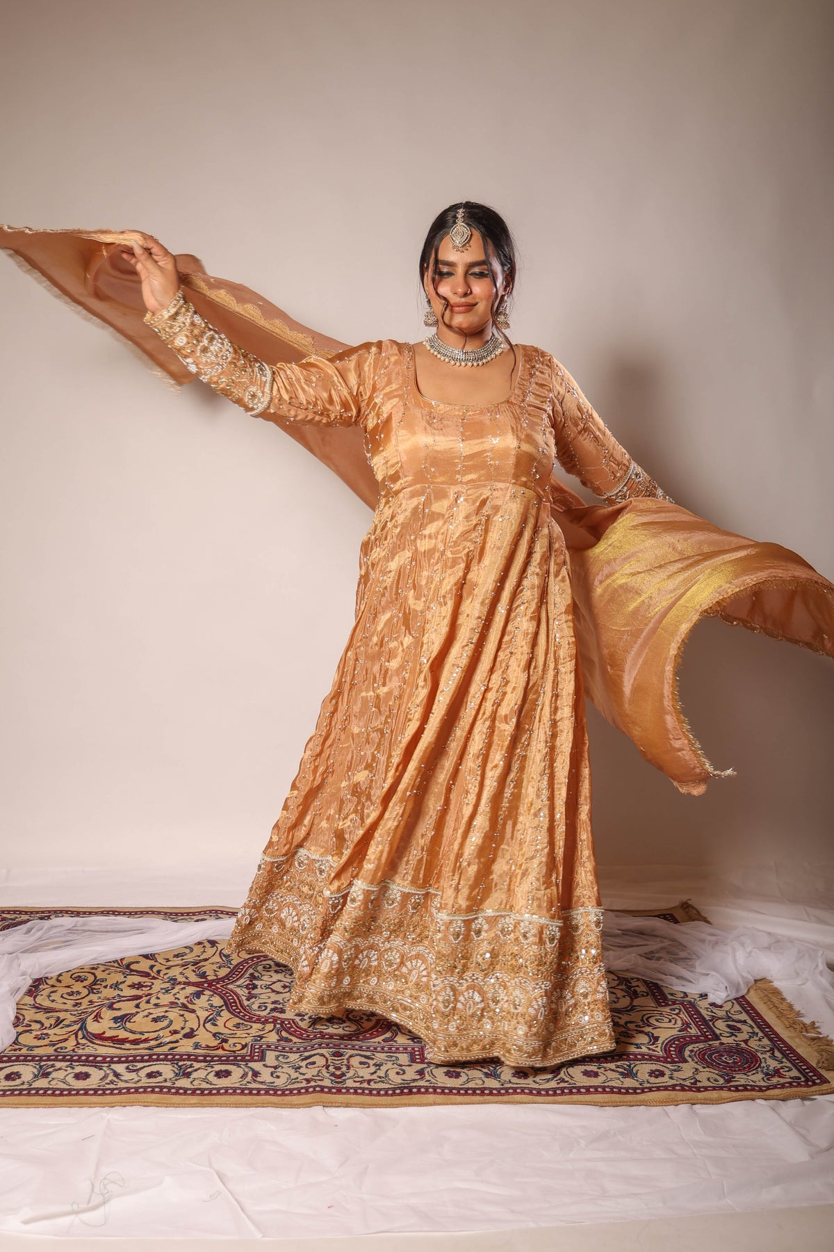 Maya golden embroidered anarkali set, photo 4