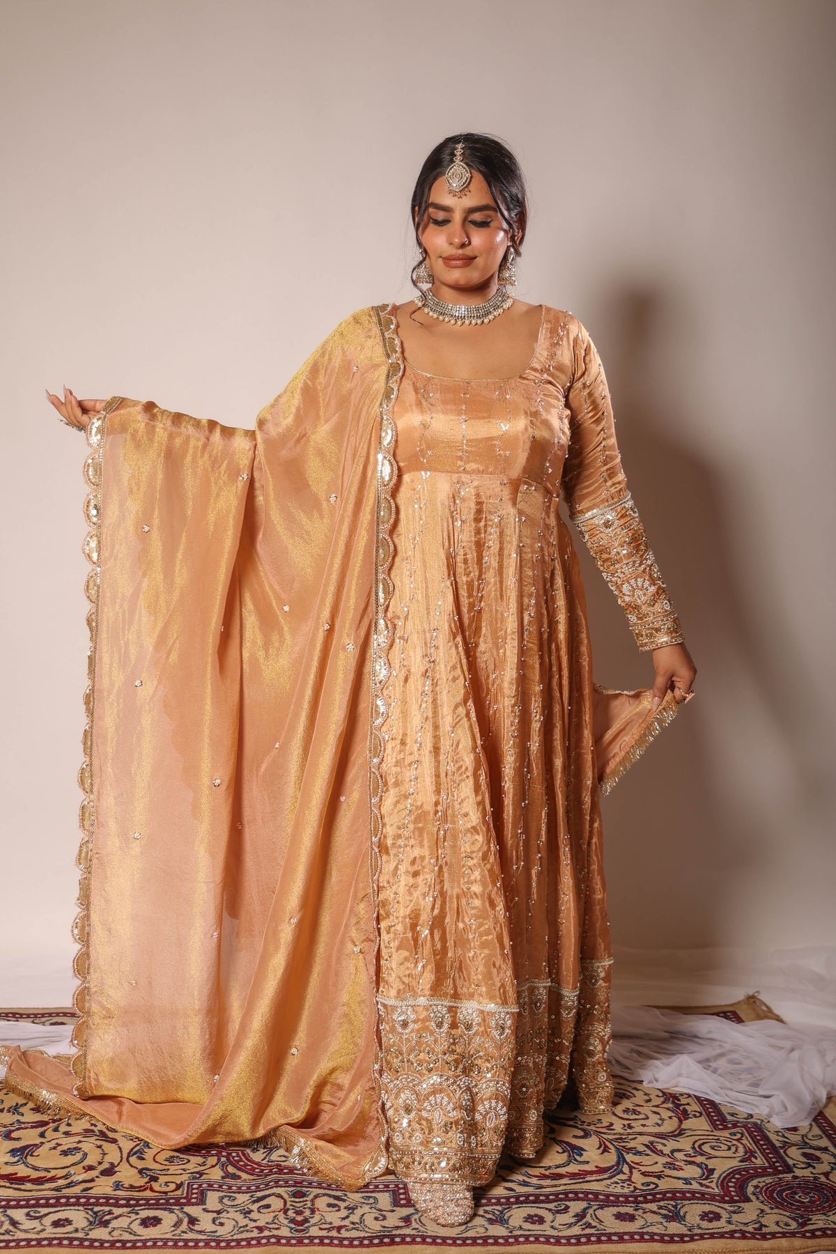 Maya golden embroidered anarkali set, photo 6