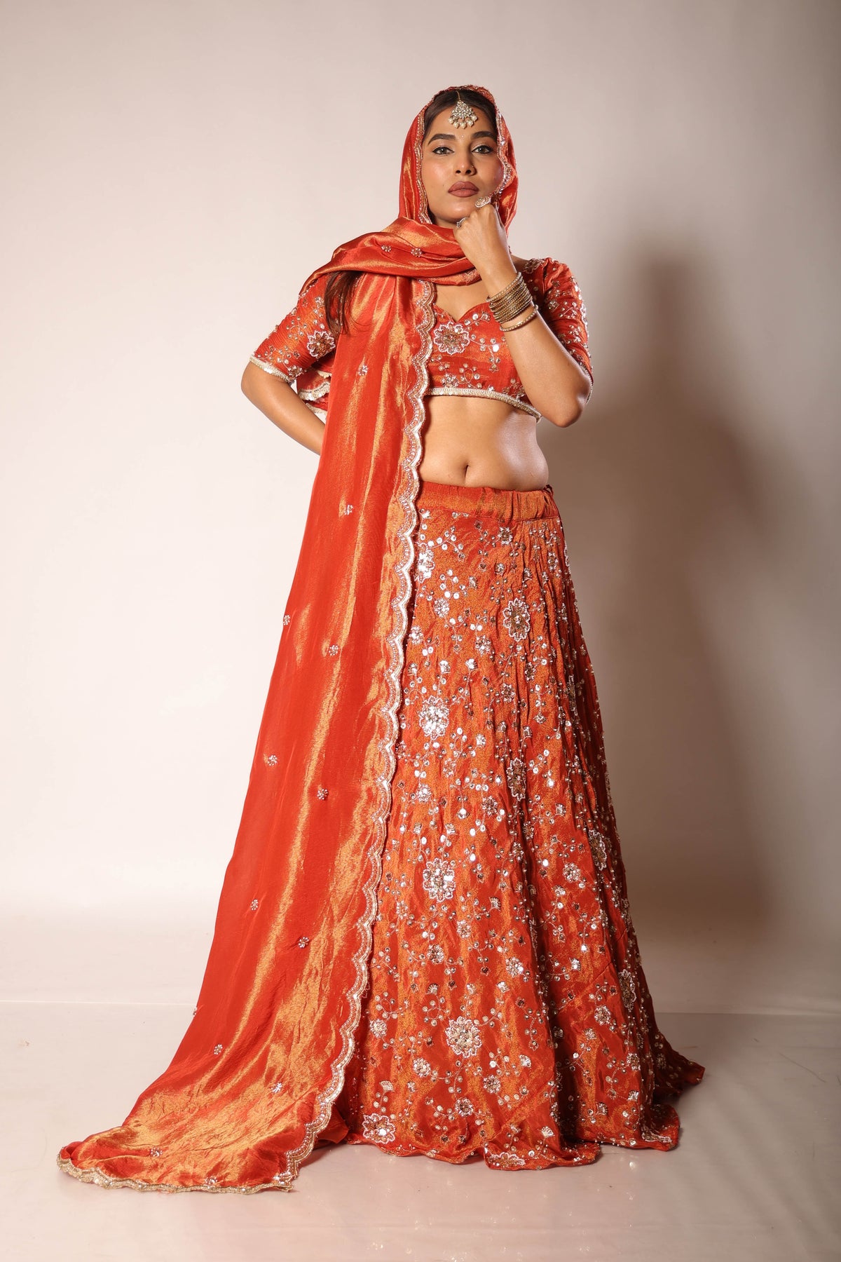 Meera rust embroidered lehenga set, photo 3