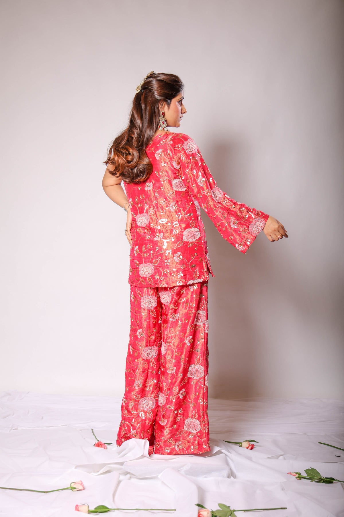 Muski rose pink one-shoulder palazzo set, photo 3